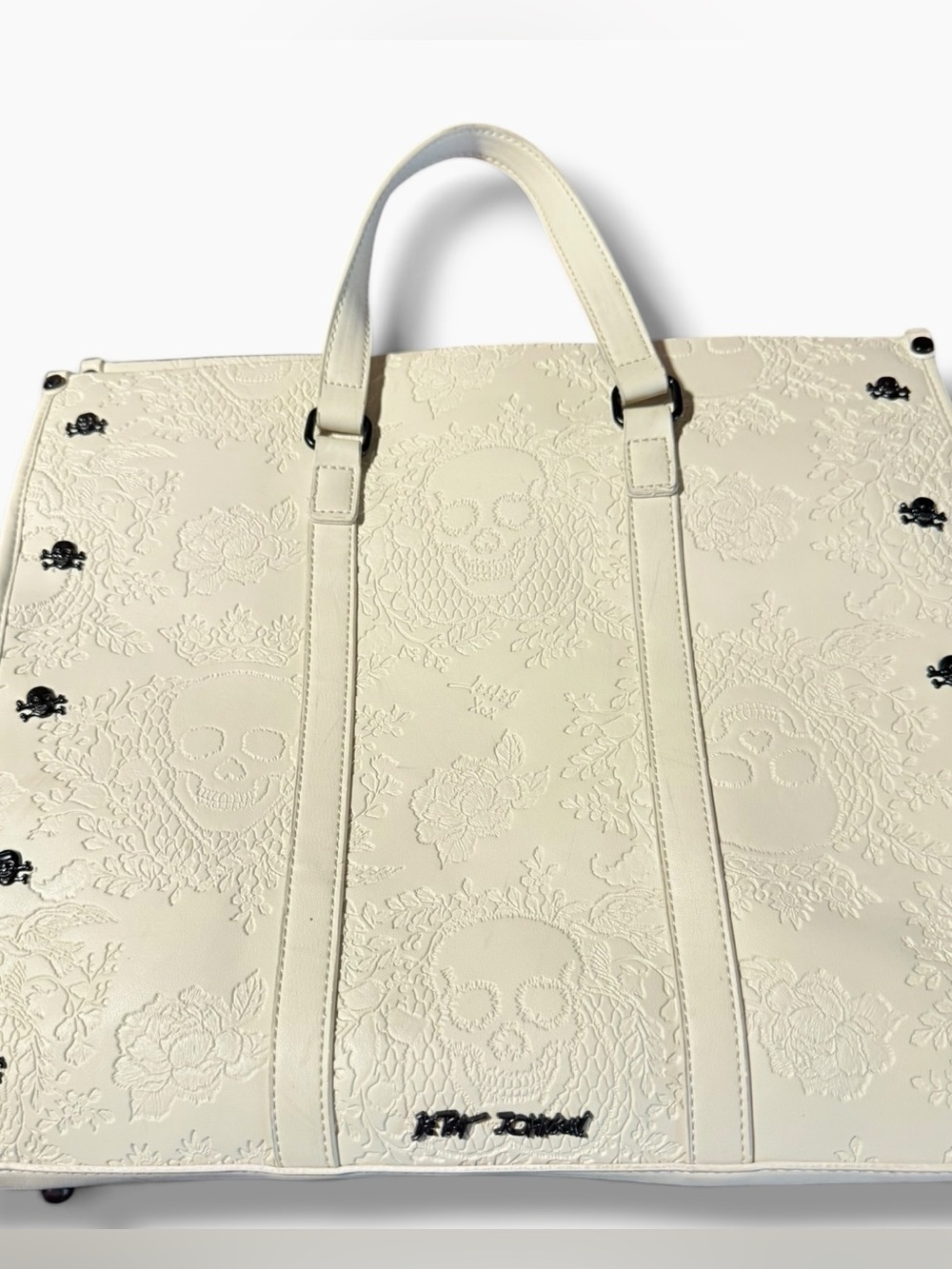 Betsey Johnson Large Tote Skull Lace Embossed Bag! (Damaged- see description)